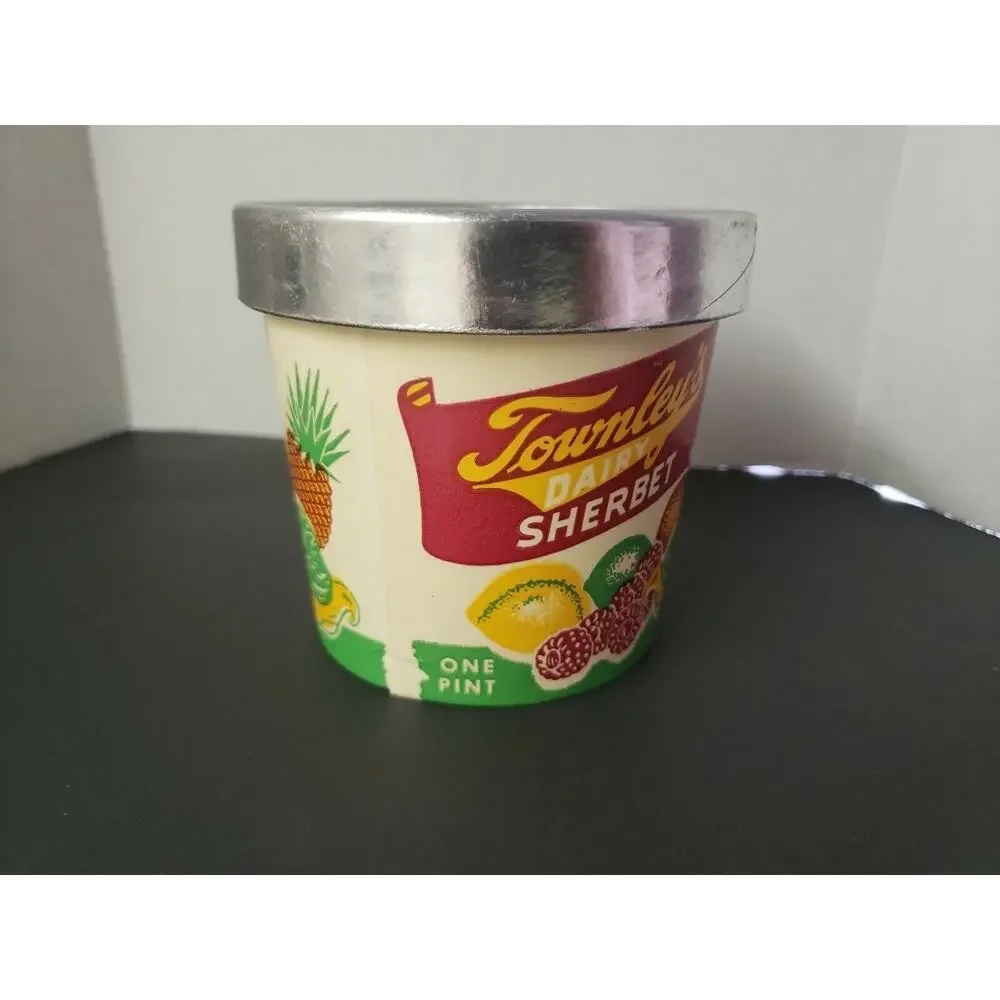 Vintage Townley Dairy Sherbet Ice Cream With Lid Oklahoma City OK Empty NOS U289